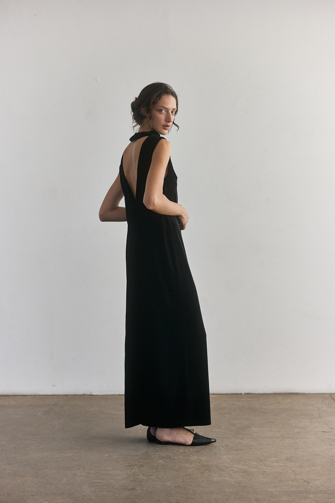 Vestido Largo Terciopelo - Ónix