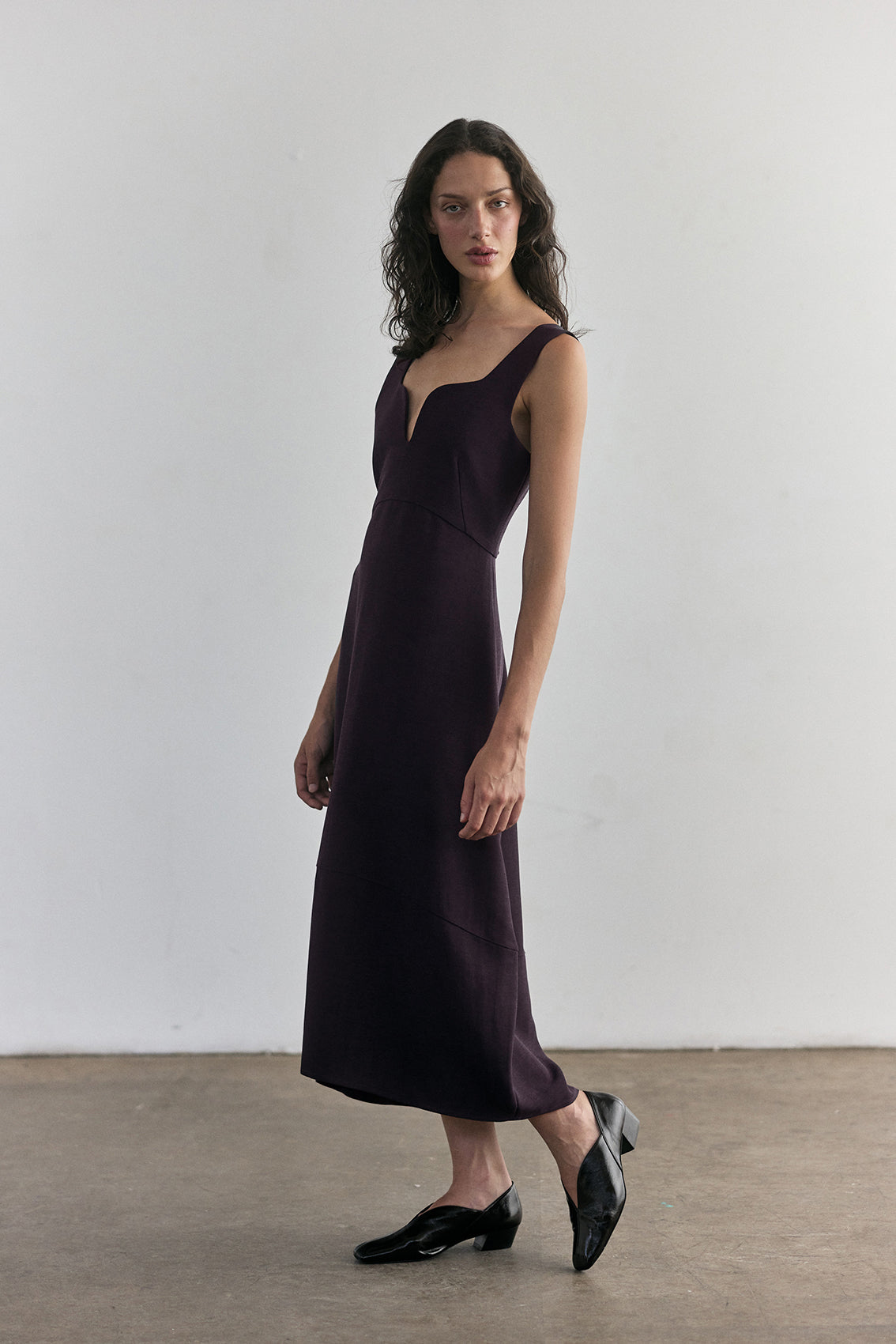 Vestido Largo Viscosa-Lana - Berenjena