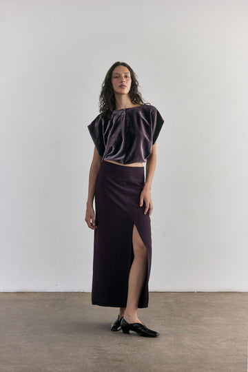Viscose/Wool Skirt - Aubergine