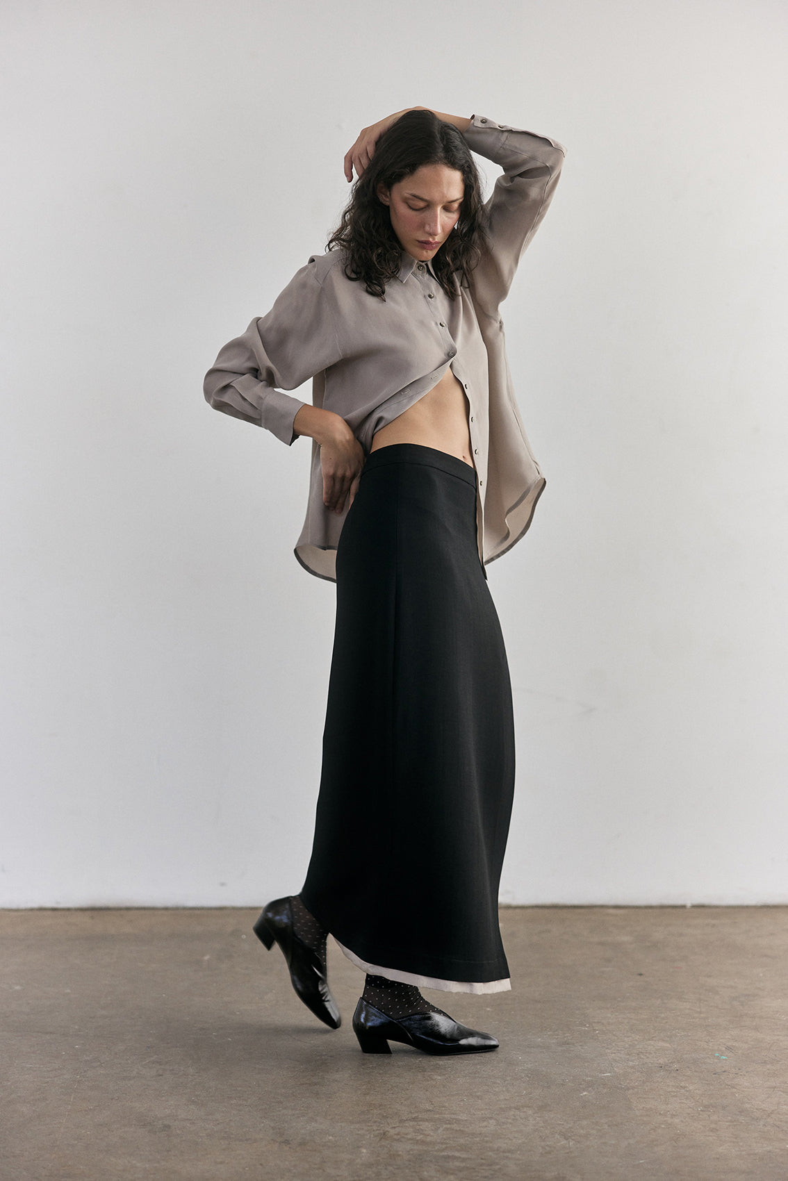 Falda Larga Viscosa-Lana - Ónix [More Coming Soon]
