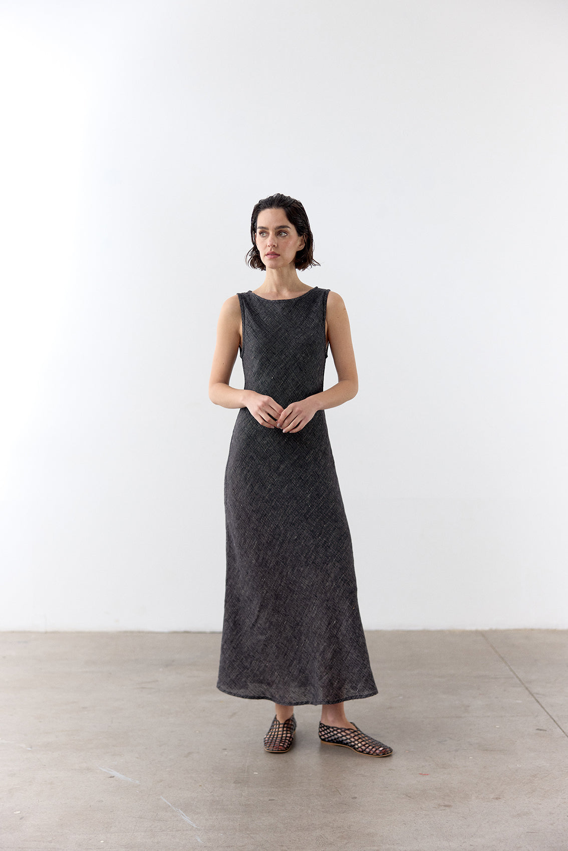 Vestido Bies Lino - Ónix