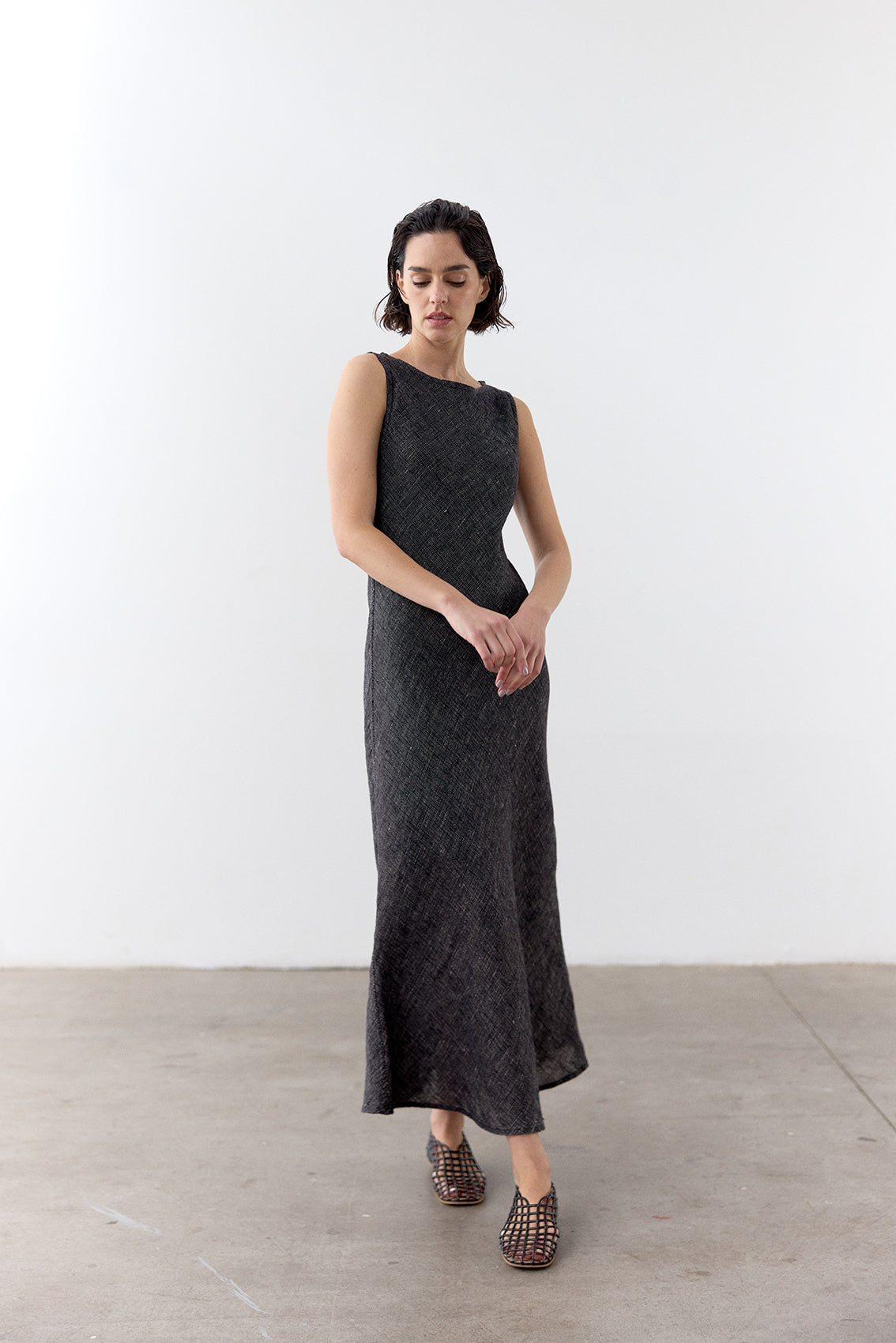 Vestido Bies Lino - Ónix