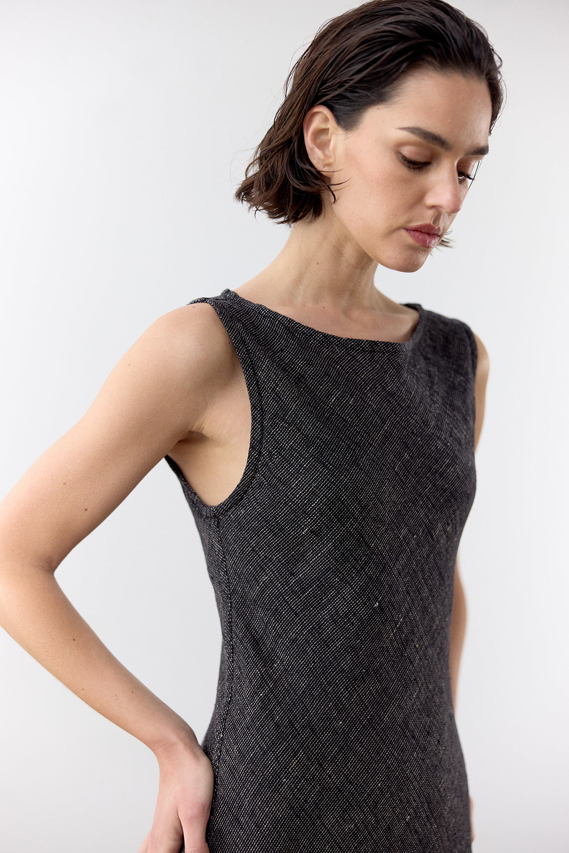 Vestido Bies Lino - Ónix
