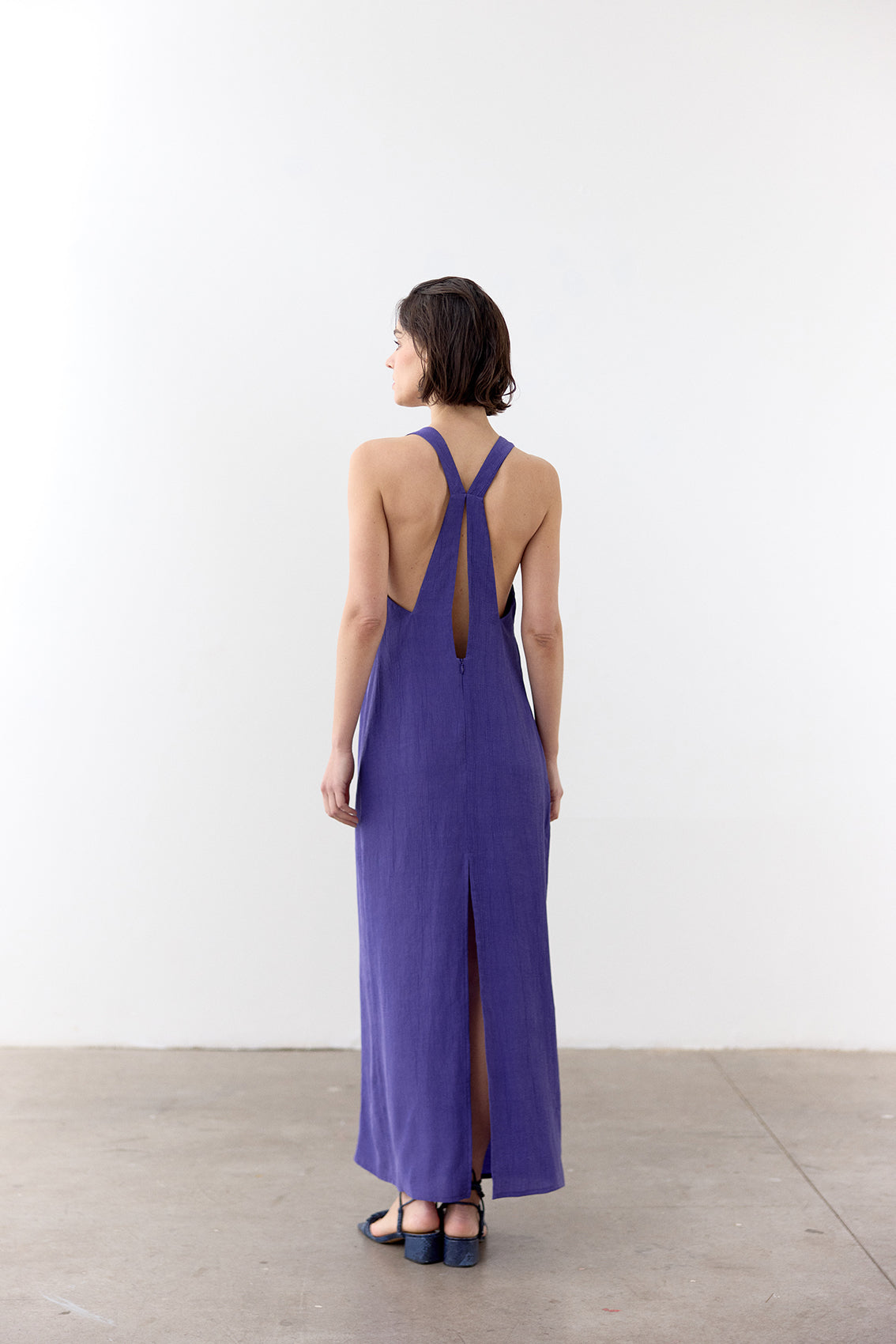 Vestido Halter Lyocell Corrugado - Lirio