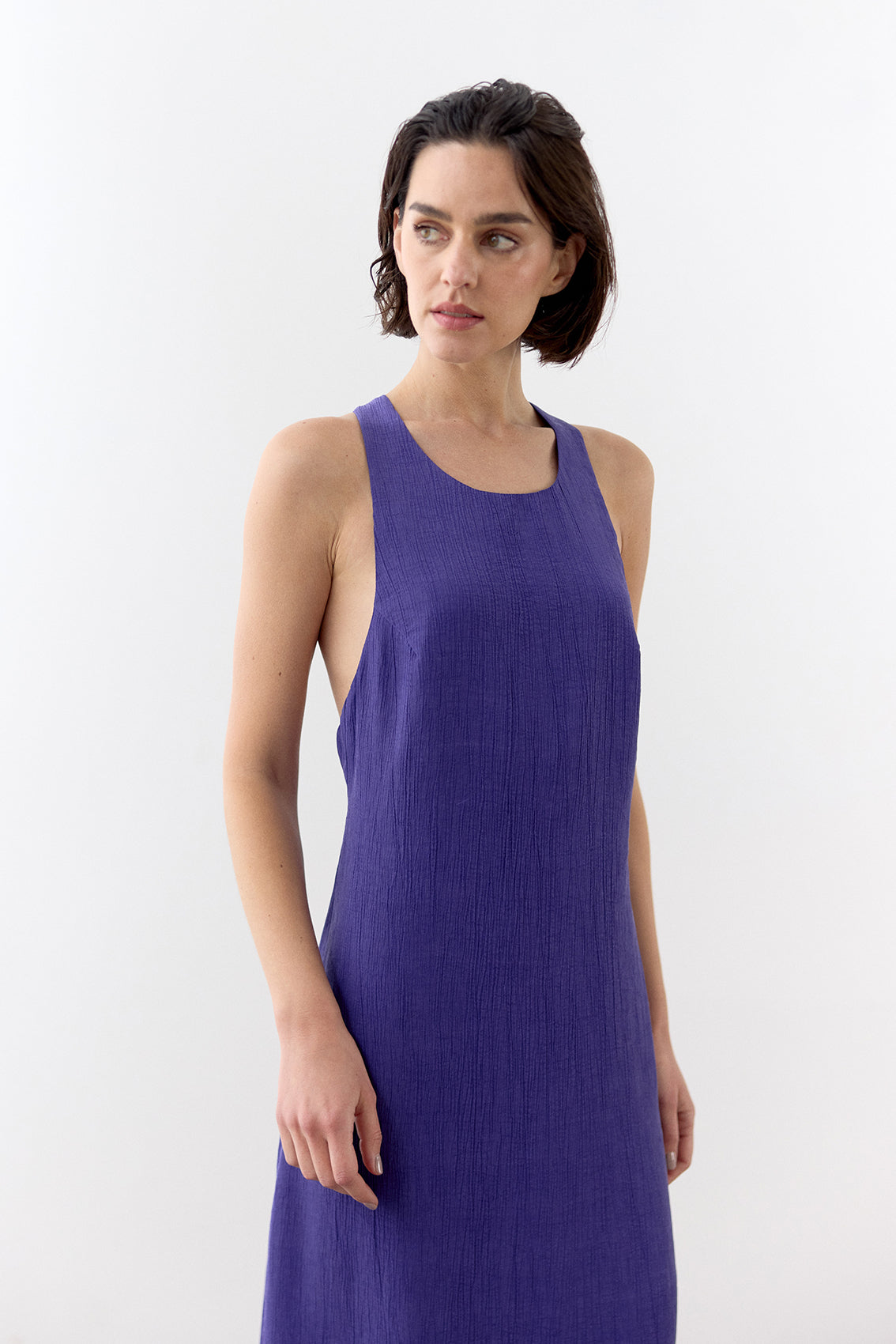 Vestido Halter Lyocell Corrugado - Lirio