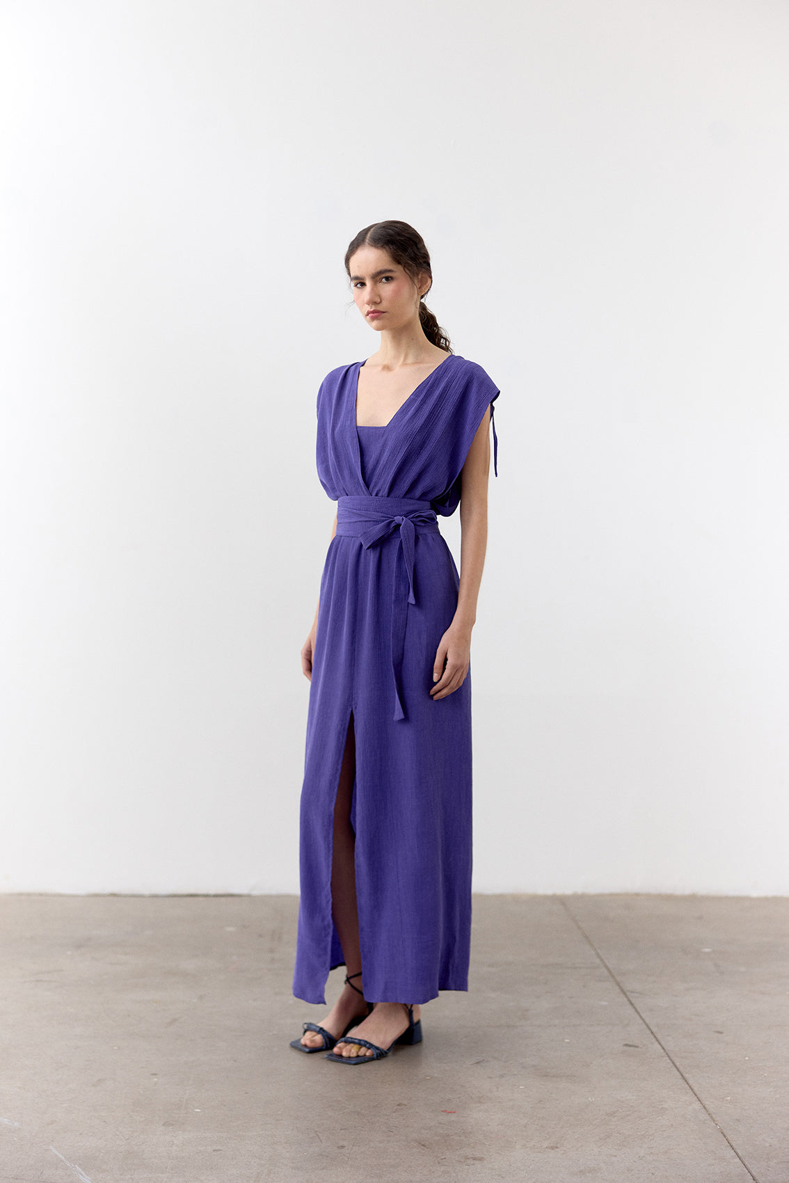 Vestido Ablusonado Lyocell Corrugado - Lirio