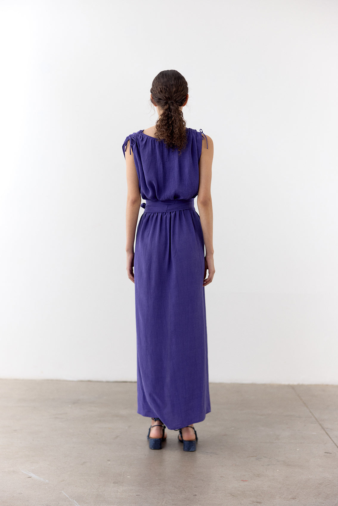 Vestido Ablusonado Lyocell Corrugado - Lirio