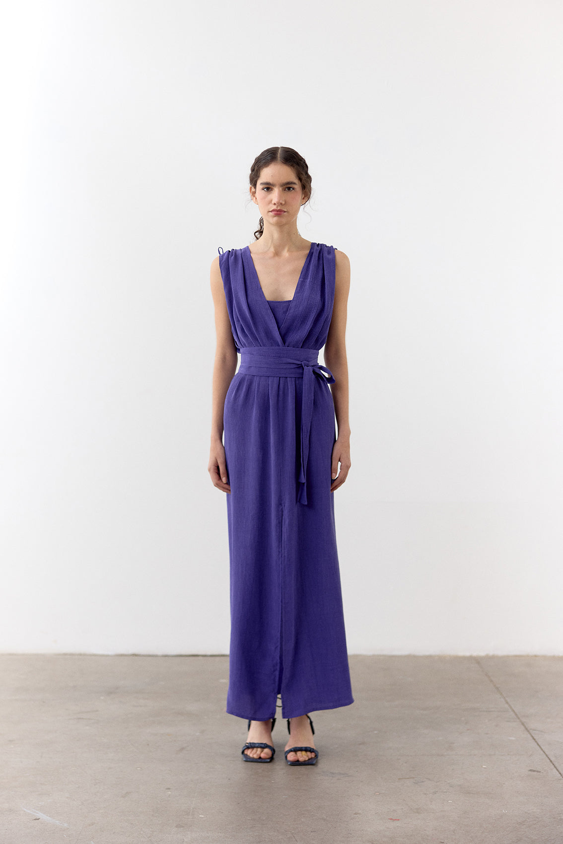 Vestido Ablusonado Lyocell Corrugado - Lirio