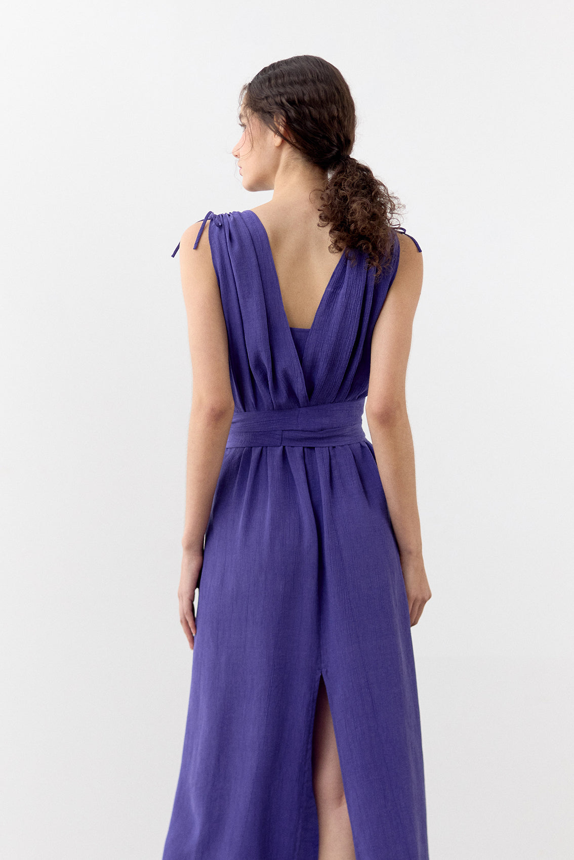 Vestido Ablusonado Lyocell Corrugado - Lirio