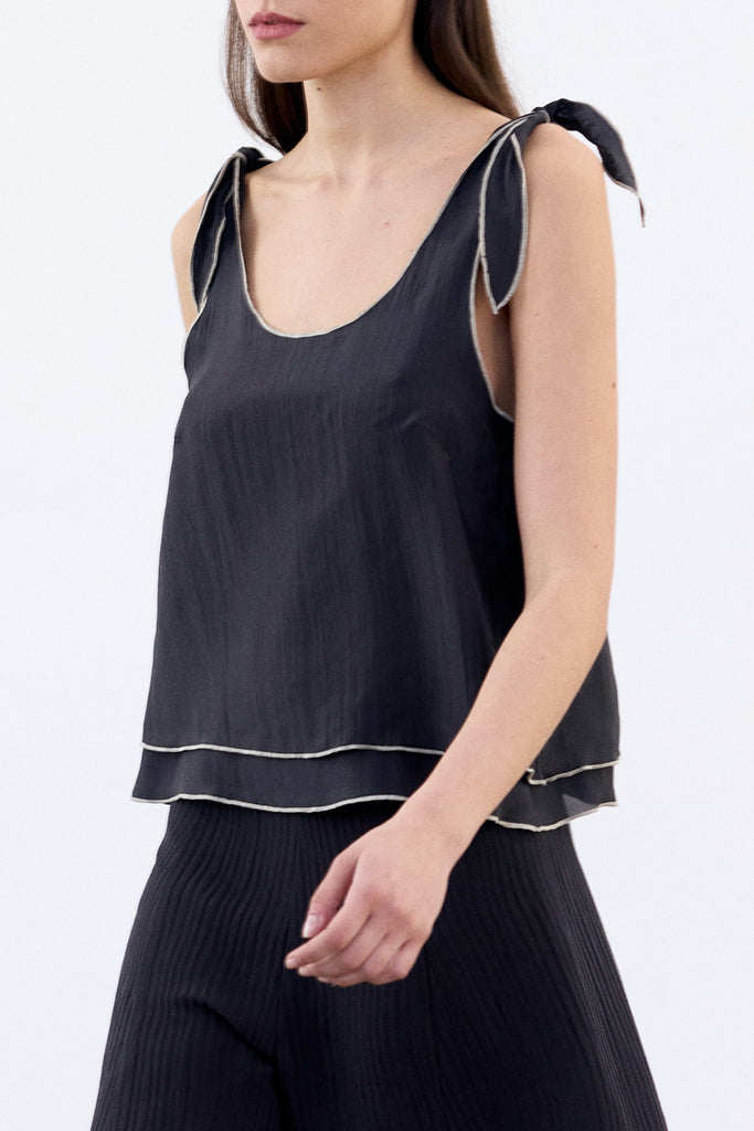 Reversible Silk Top - Ónix