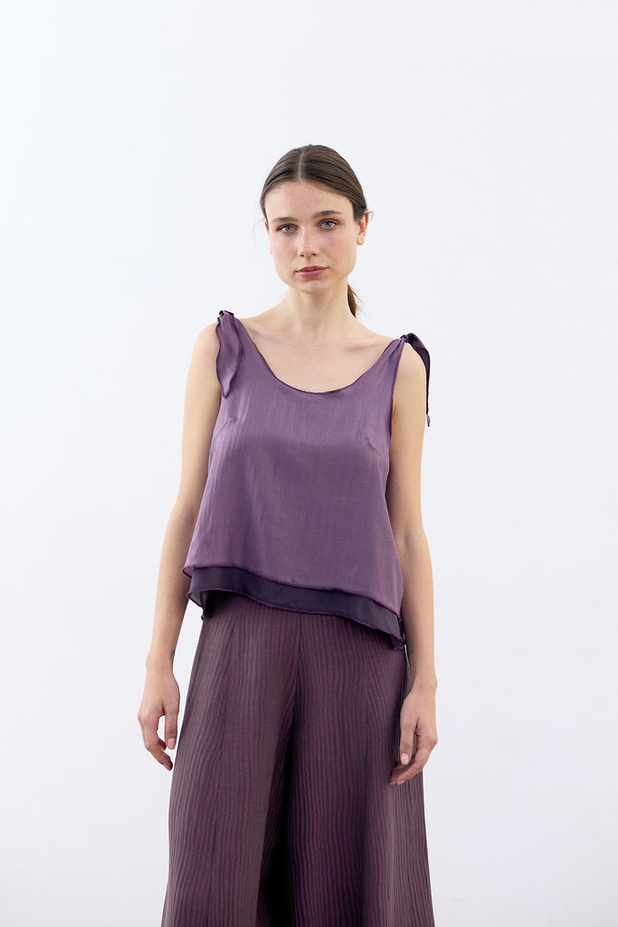 Reversible Silk Top - Berenjena/Lavanda