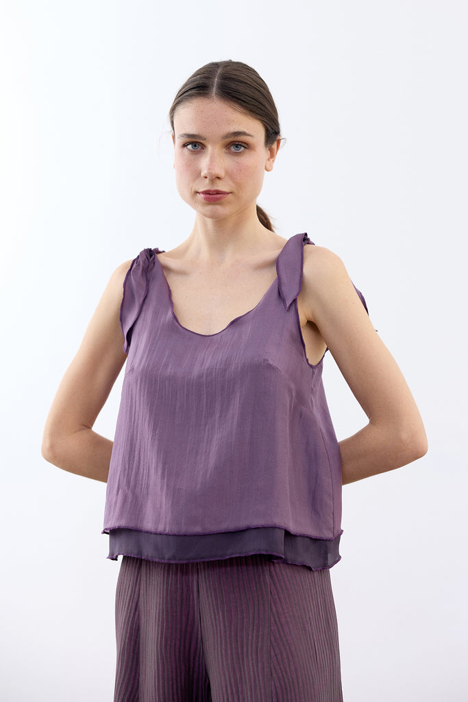 Reversible Silk Top - Berenjena/Lavanda