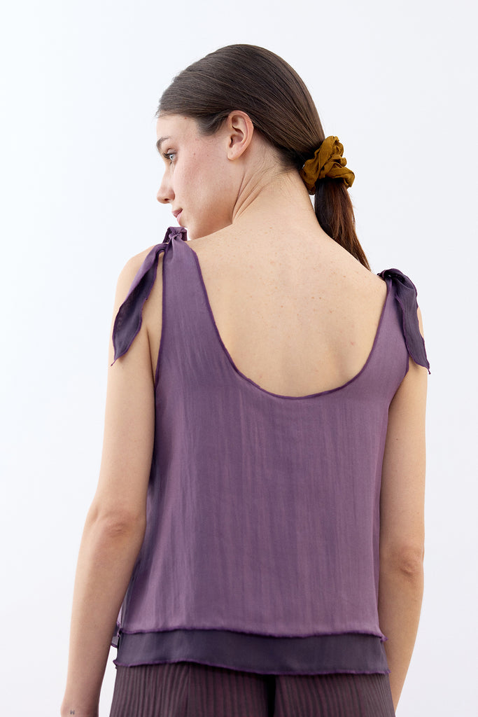 Reversible Silk Top - Berenjena/Lavanda