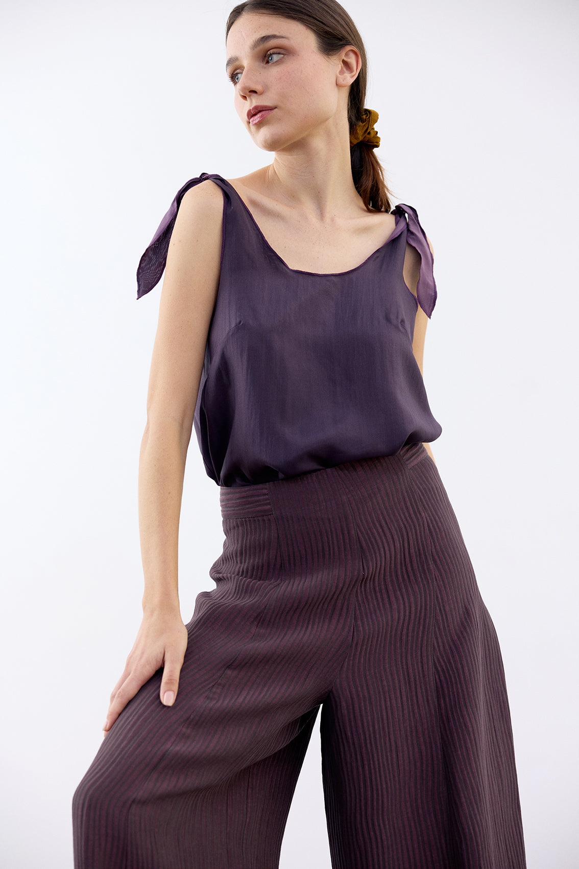 Double-Layer Silk Top - Berenjena/Lavanda