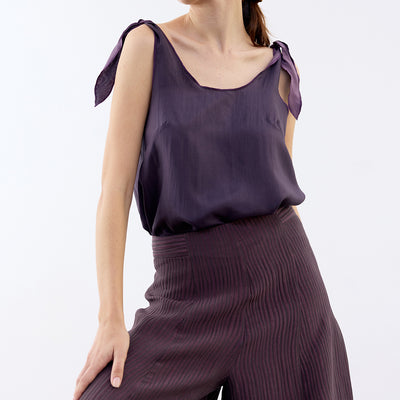 Reversible Silk Top - Berenjena/Lavanda