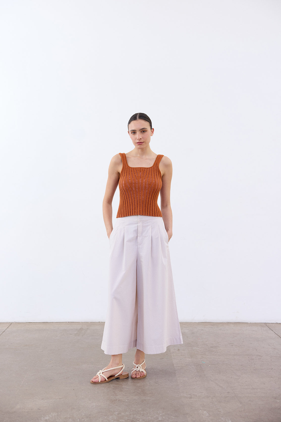 Cropped Knitted Cotton Top - Zapallo