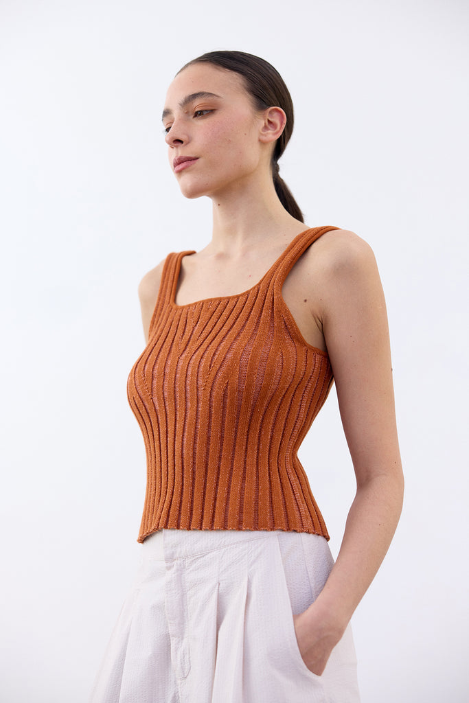 Cropped Knitted Cotton Top - Zapallo