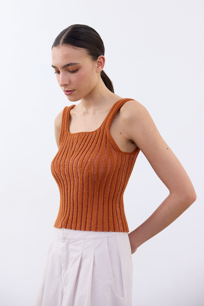 Cropped Knitted Cotton Top - Zapallo