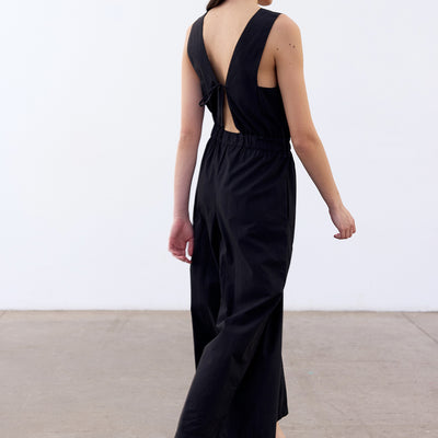 Open Back V-Neck Jumpsuit Cotton - Ónix