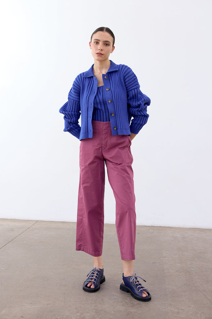 Straight-Fit Pant Cotton Gabardine - Ciruela