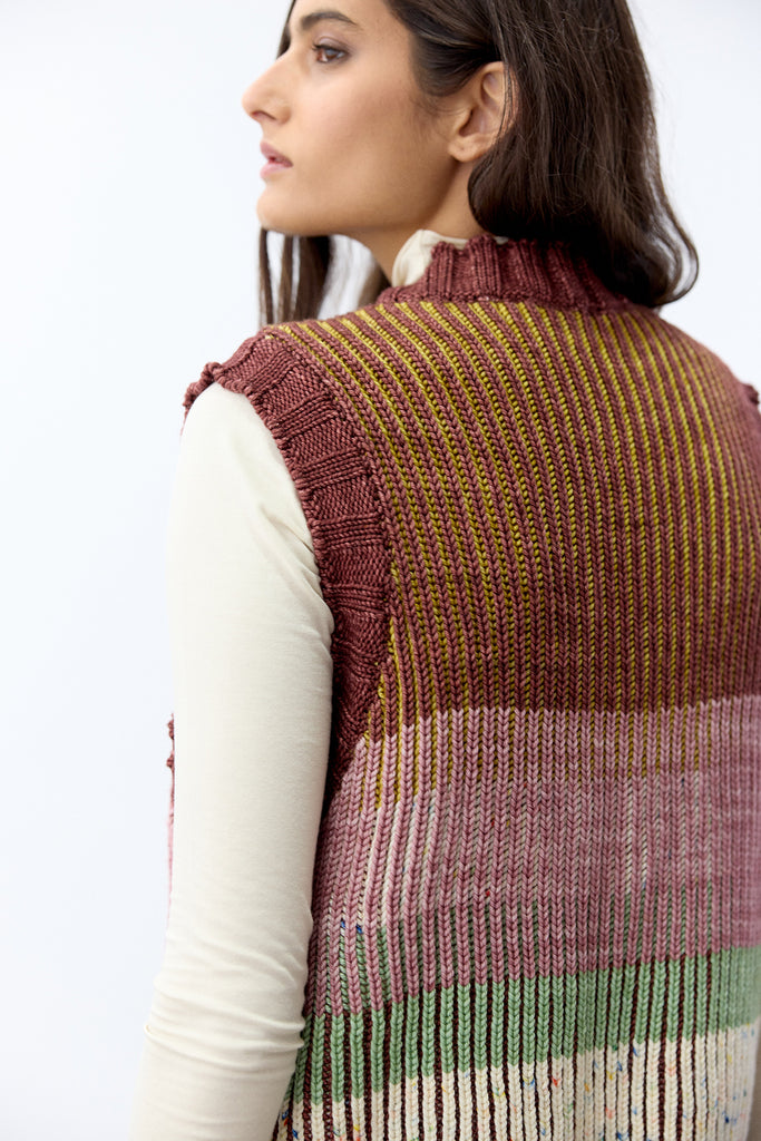 Buttoned Knitted Vest Merino Wool - Mix Higo