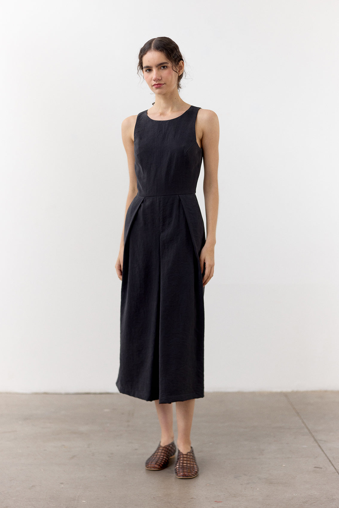 Vestido Seda Rugosa - Ónix