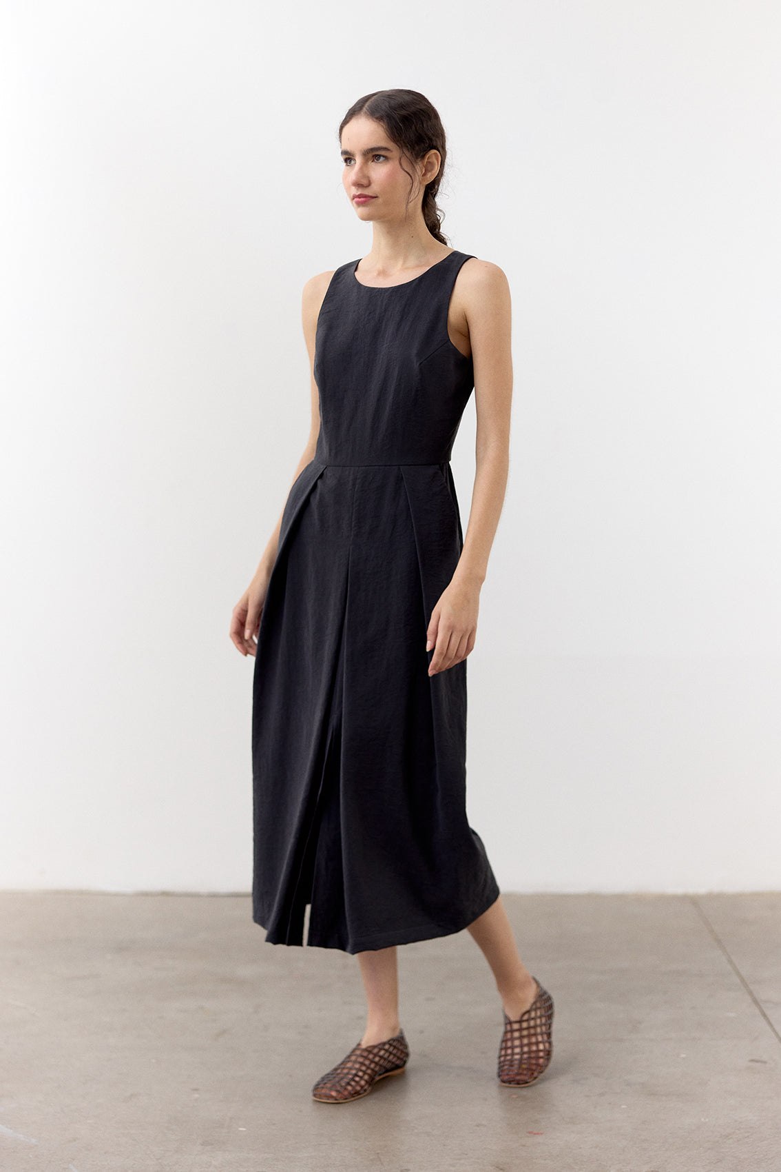 Vestido Seda Rugosa - Ónix