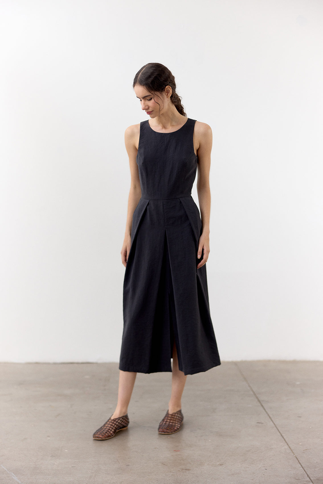 Vestido Seda Rugosa - Ónix