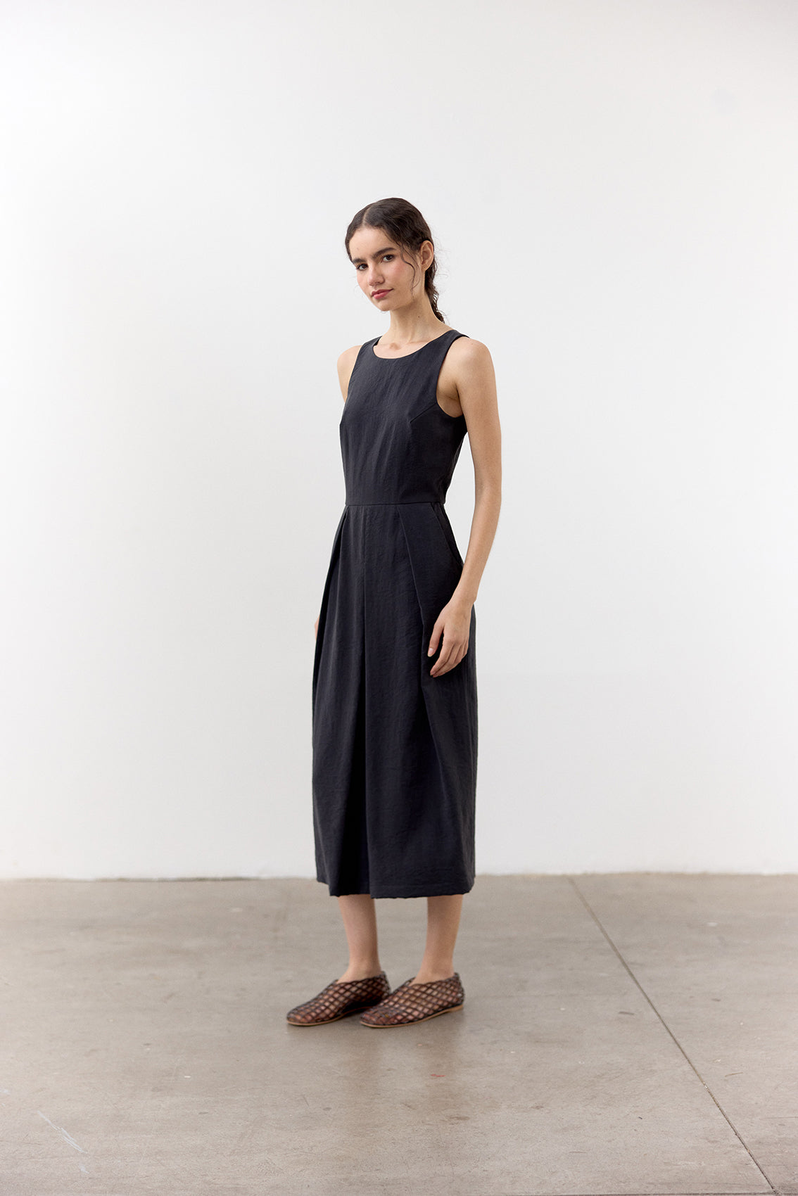 Vestido Seda Rugosa - Ónix