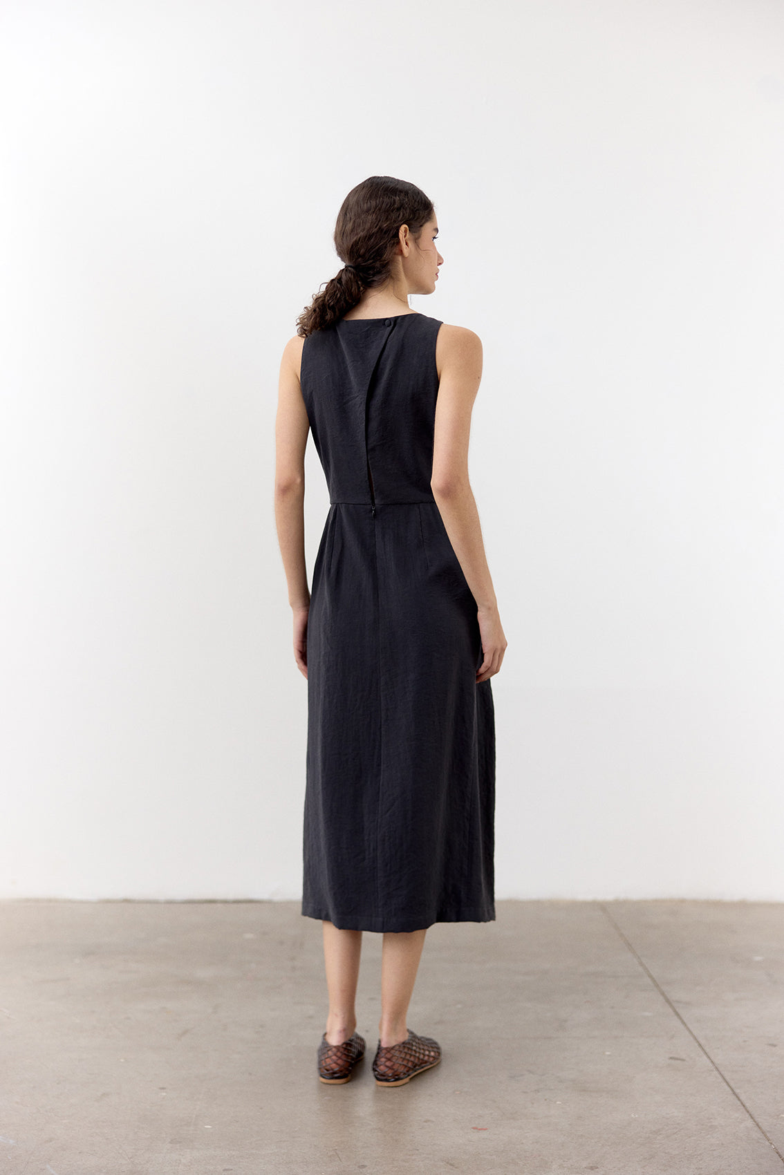 Vestido Seda Rugosa - Ónix