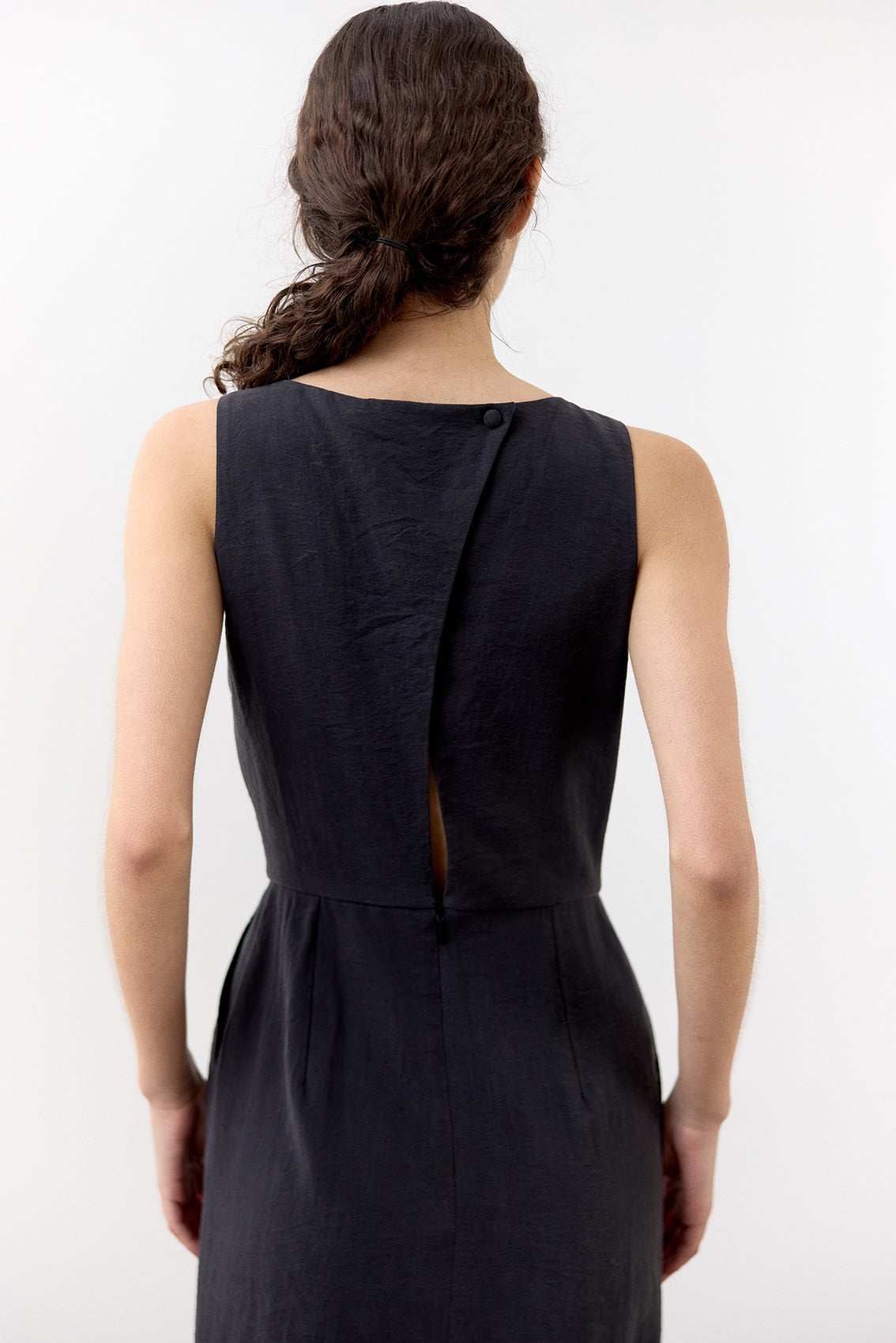 Vestido Seda Rugosa - Ónix