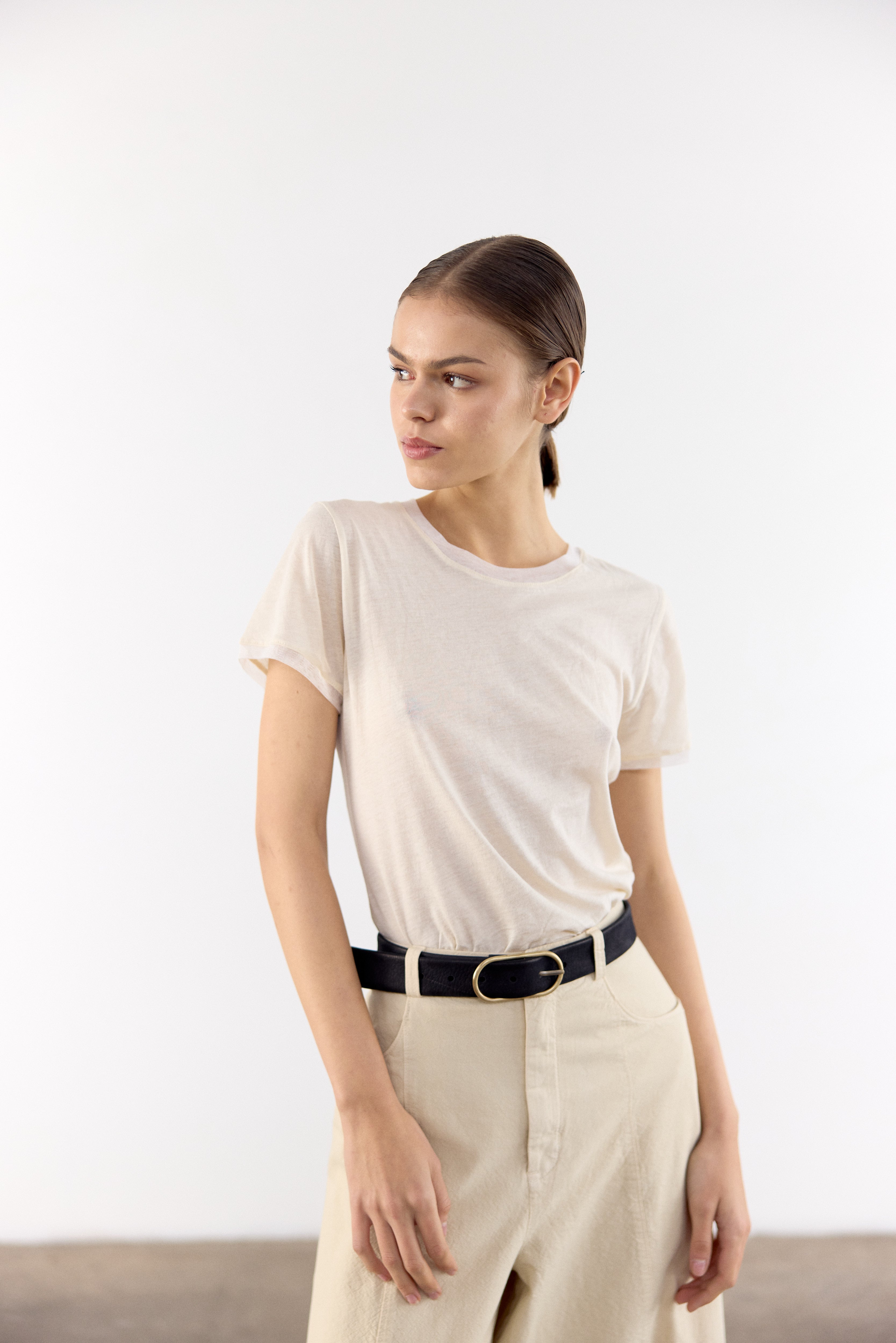 Polera Crew Algodón Pima - Mantequilla