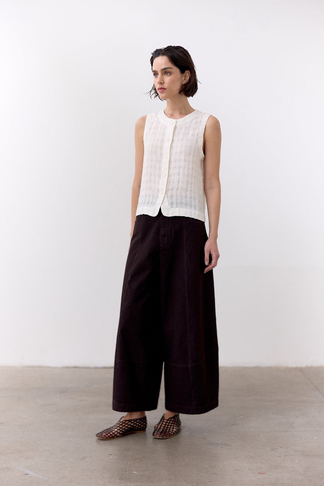 Top Gingham Abotonado Lino - Sal