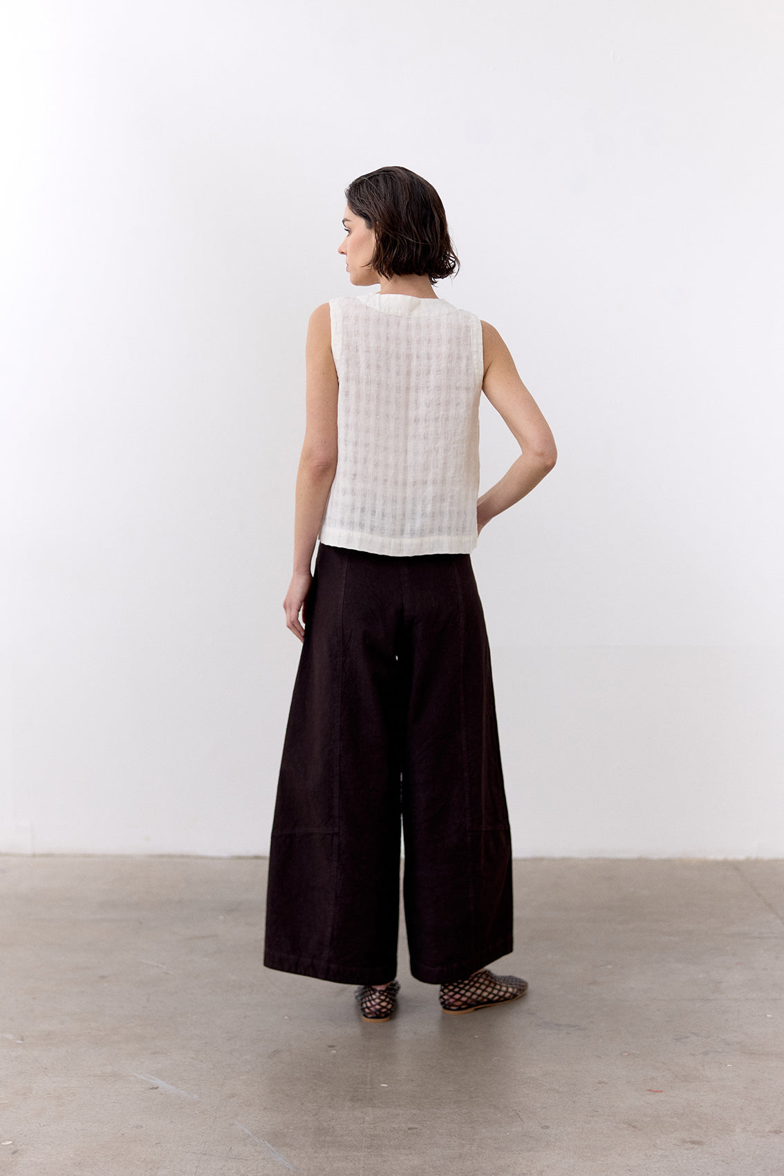 Top Gingham Abotonado Lino - Sal