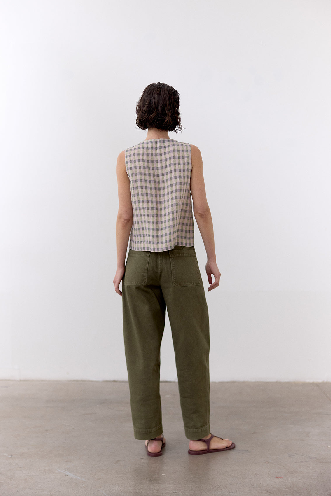 Top Gingham Abotonado Lino - Checked