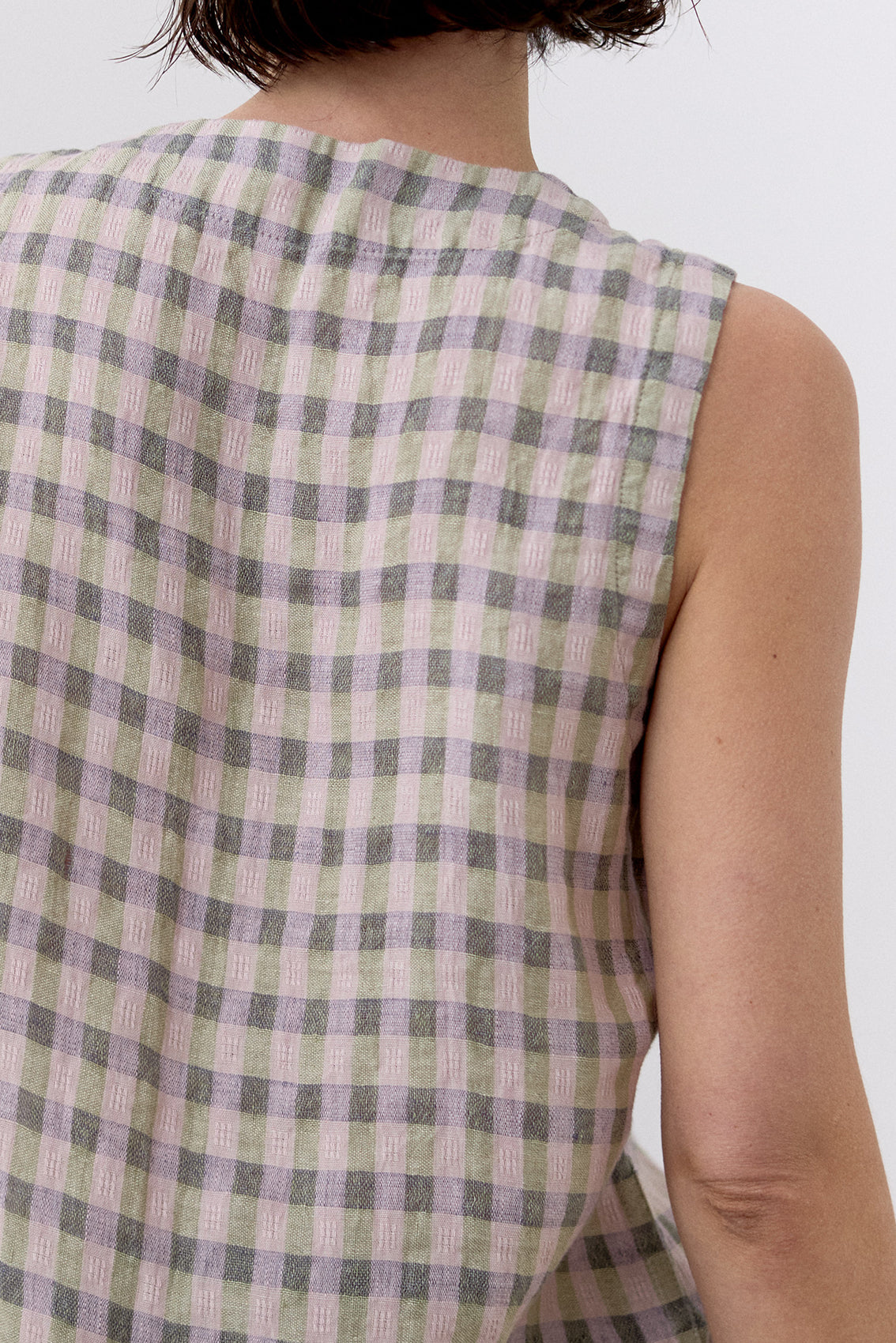 Top Gingham Abotonado Lino - Checked