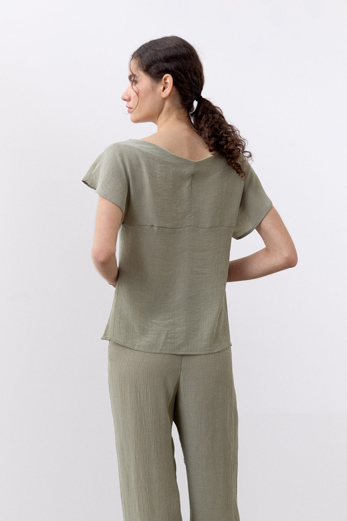 Top Lyocell Corrugado - Musgo