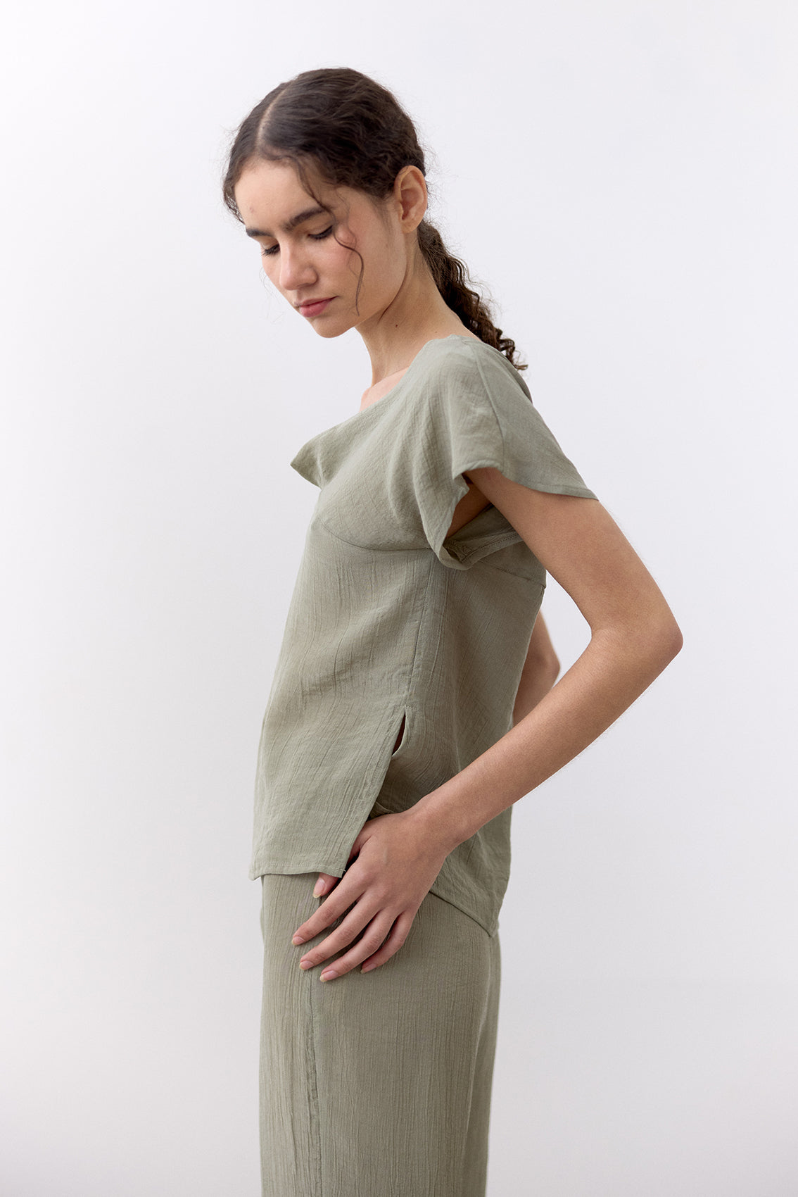 Top Lyocell Corrugado - Musgo