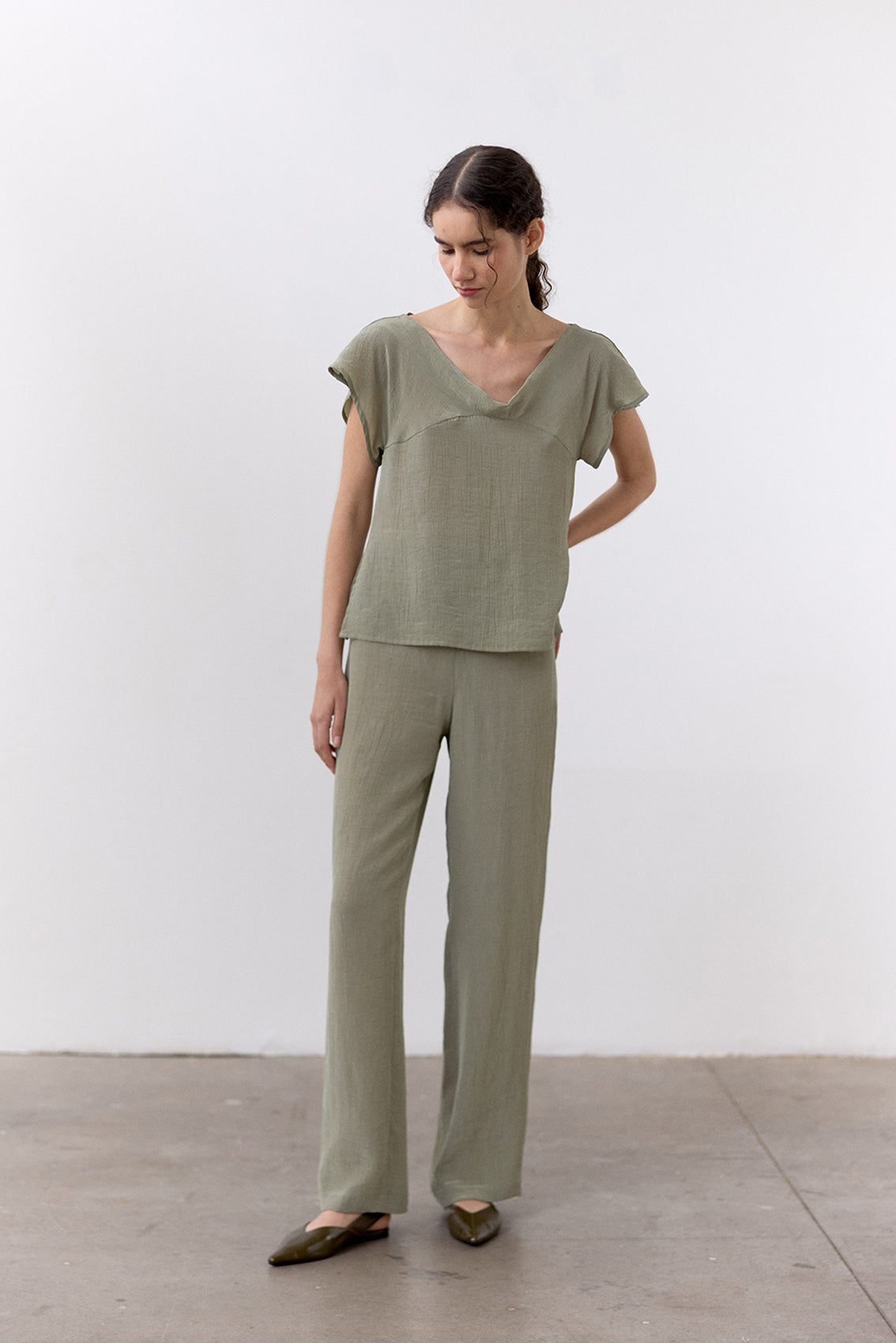 Top Lyocell Corrugado - Musgo