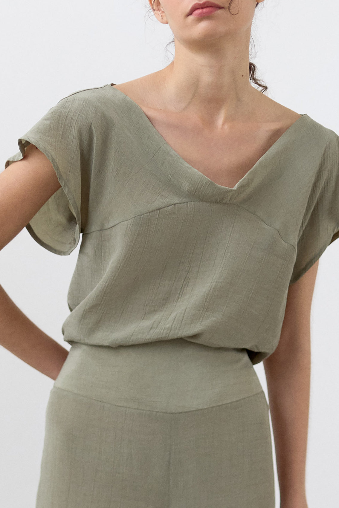 Top Lyocell Corrugado - Musgo