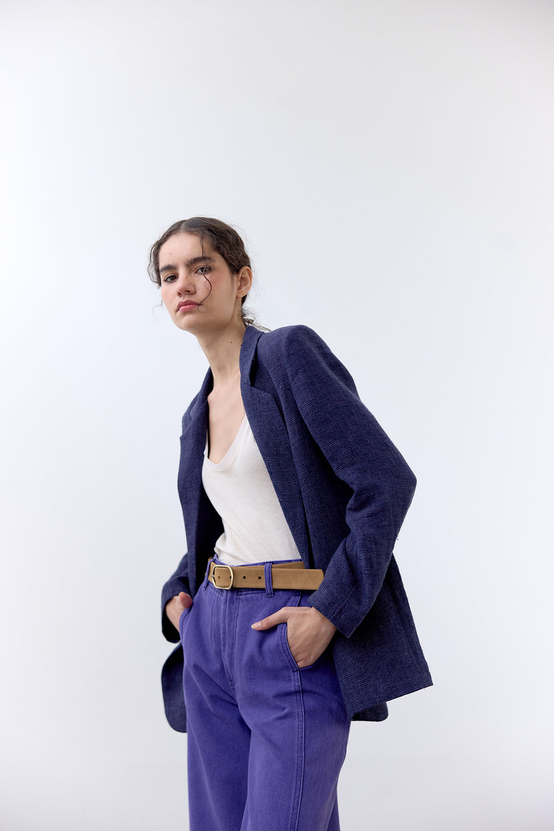 Chaqueta Sastre Lino - Arándano