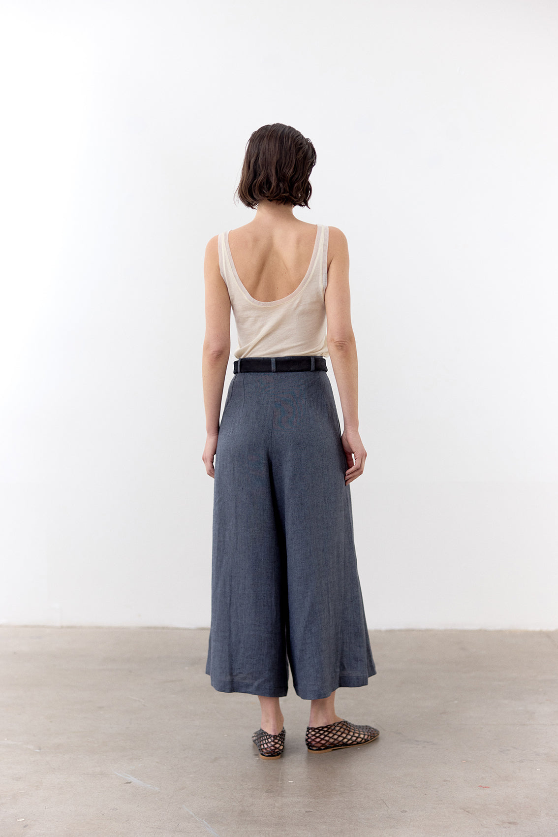 Pantalón Ancho Lino - Piedra