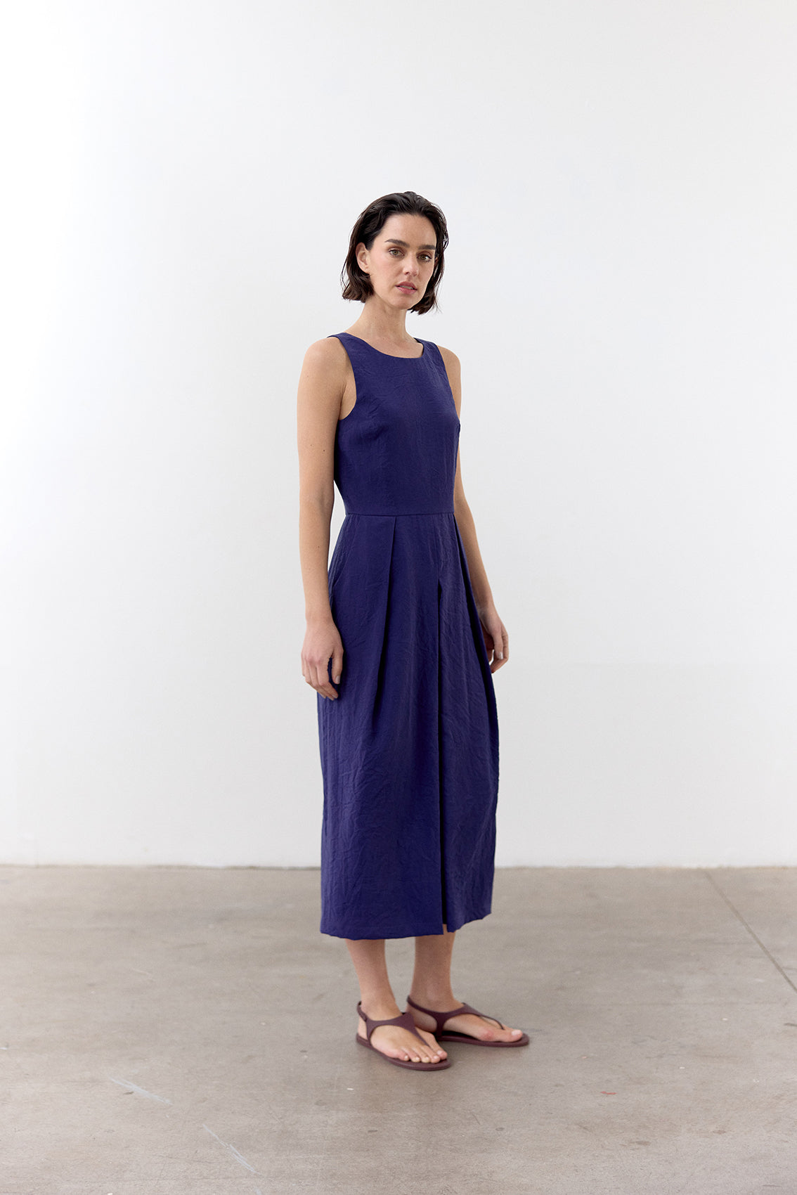 Vestido Seda Rugosa - Arándano