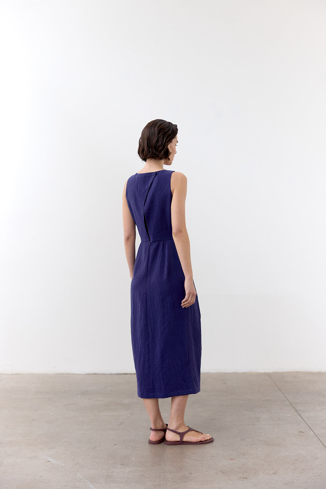 Vestido Seda Rugosa - Arándano