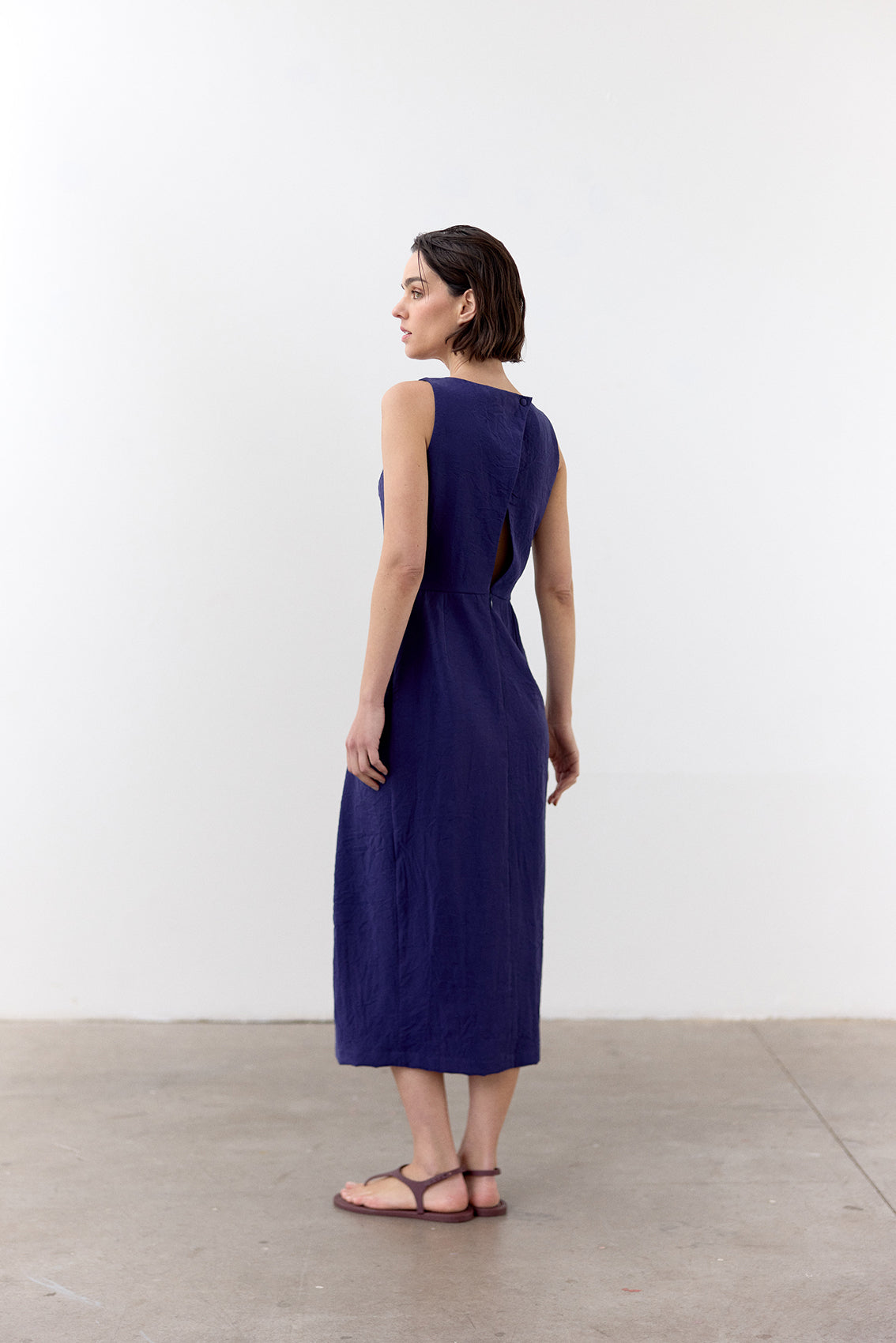 Vestido Seda Rugosa - Arándano