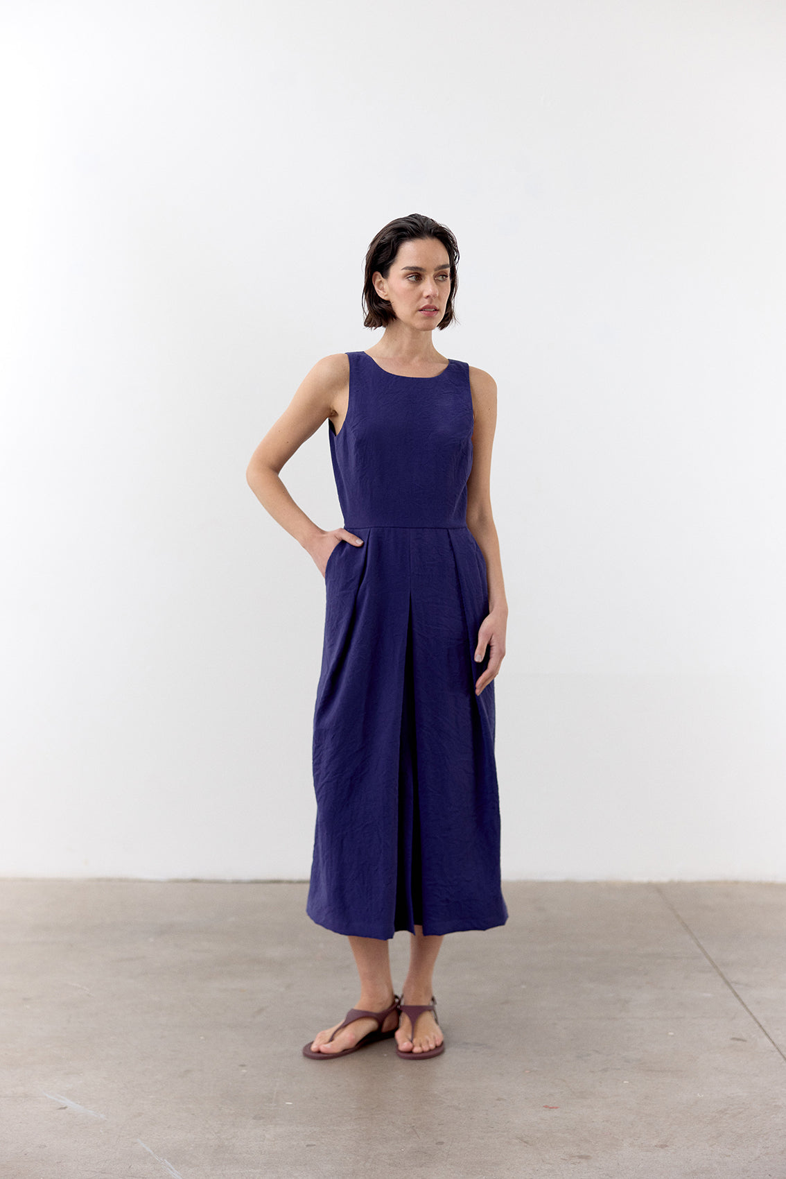 Vestido Seda Rugosa - Arándano