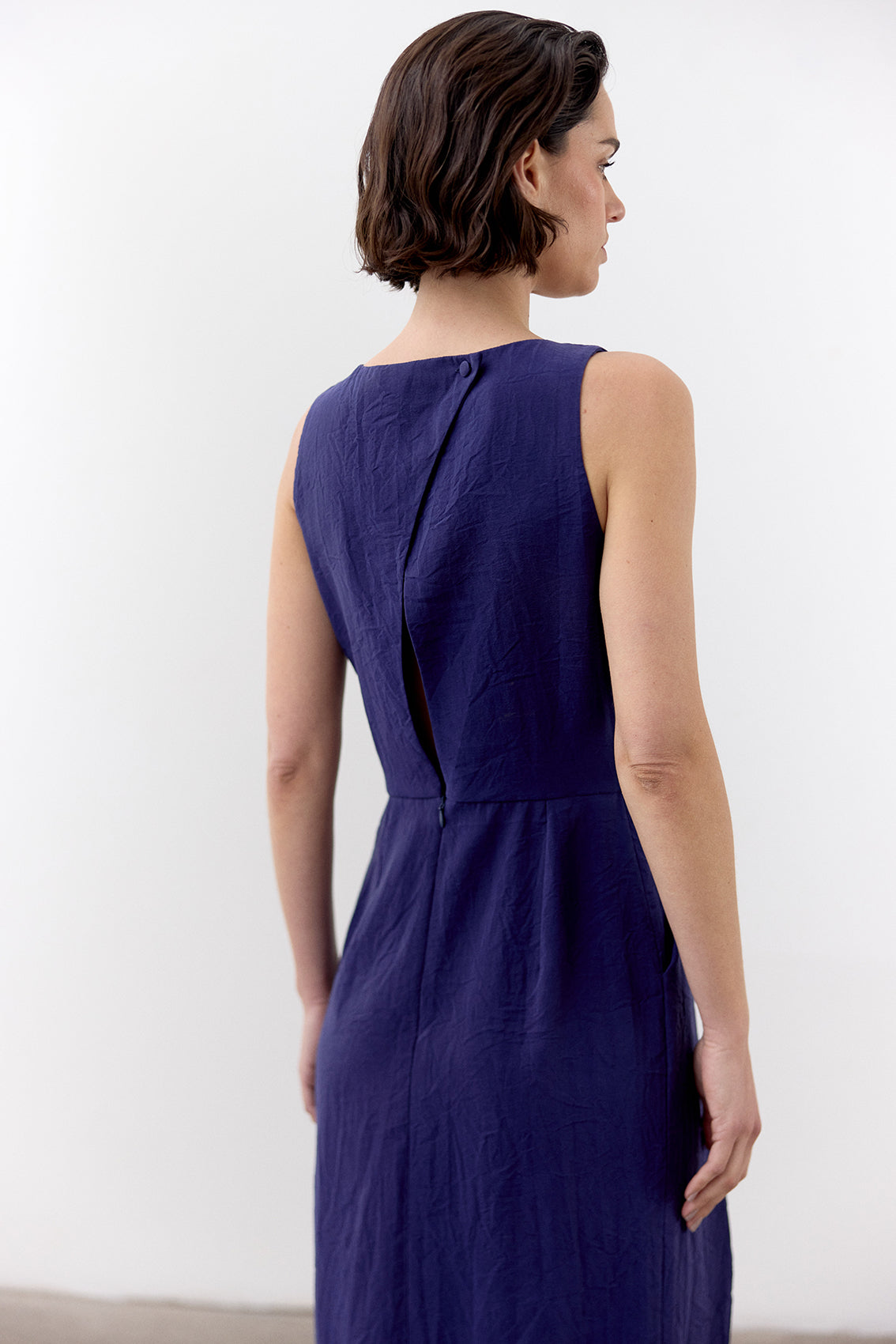 Vestido Seda Rugosa - Arándano
