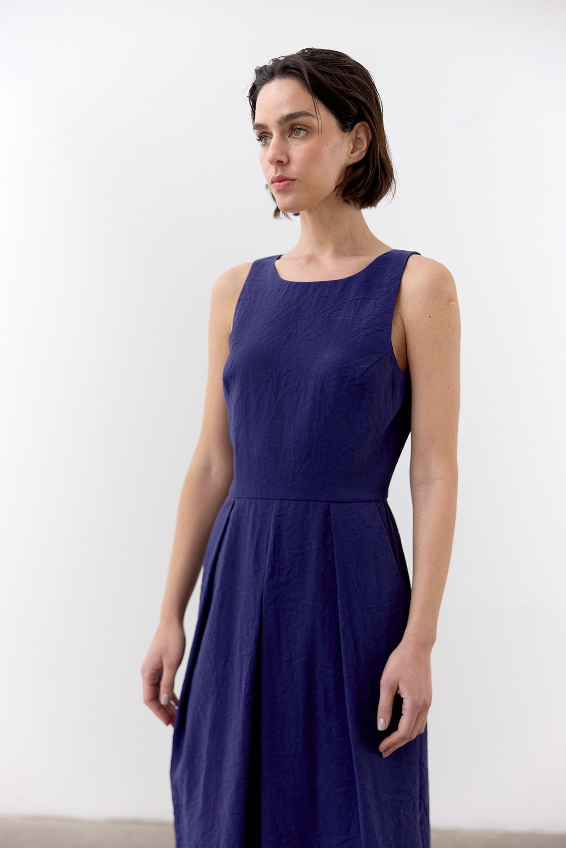 Vestido Seda Rugosa - Arándano