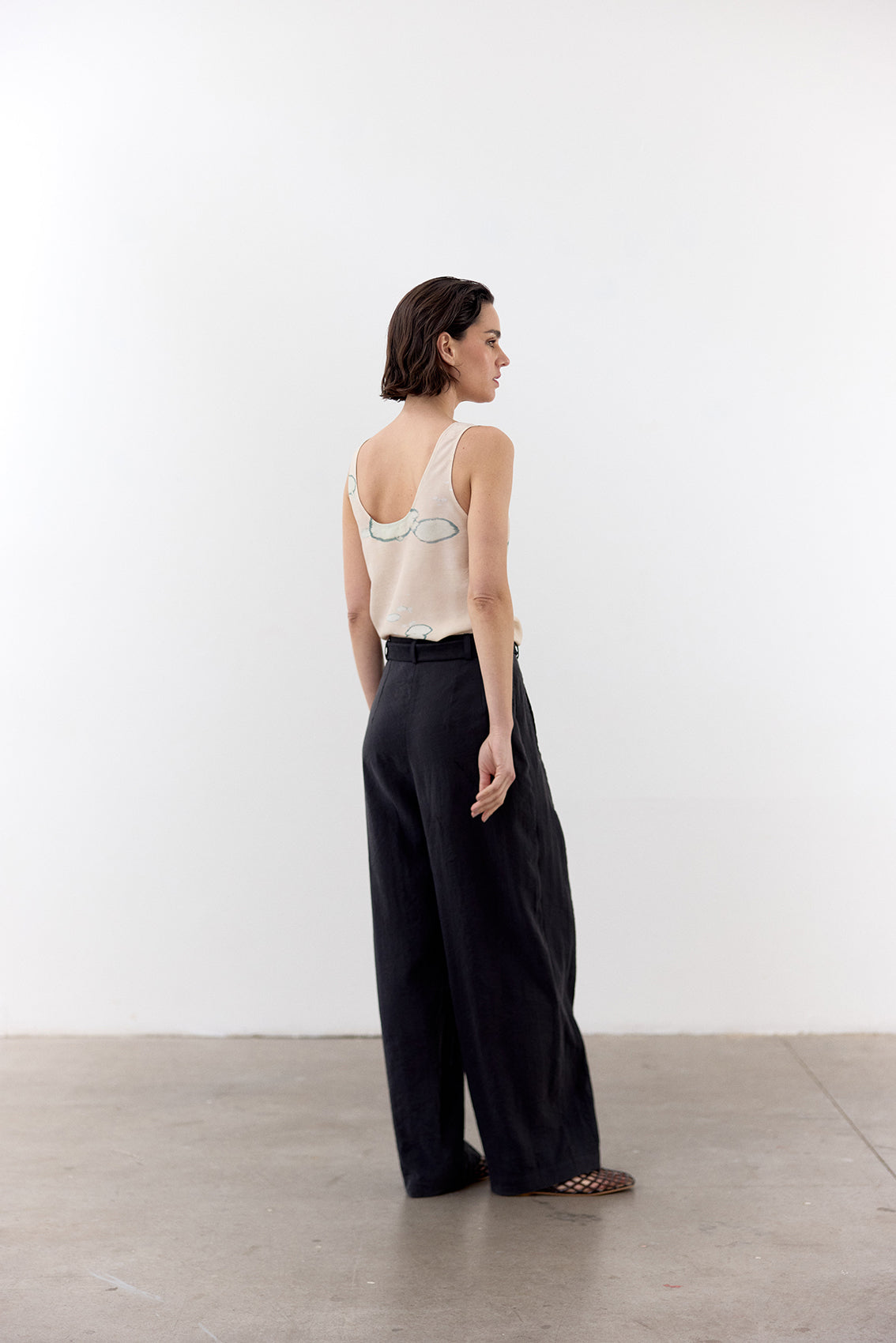 Pantalón Seda Rugosa - Ónix