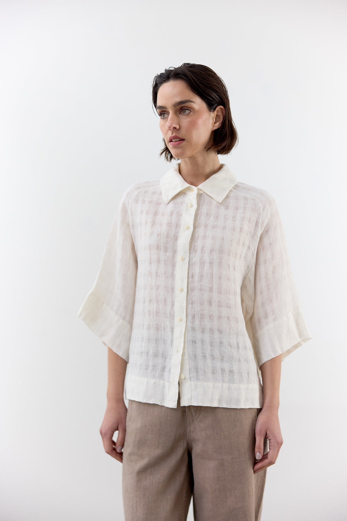 Blusa Gingham Raglan Lino - Sal